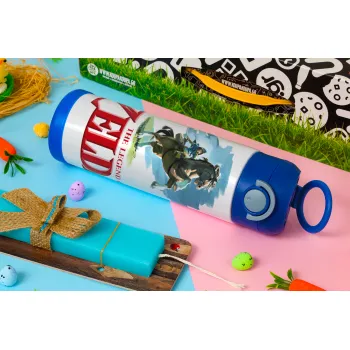 Zelda, Easter candle, Childrens hot water bottle, stainless steel, with safety straw, BLUE (500ml)