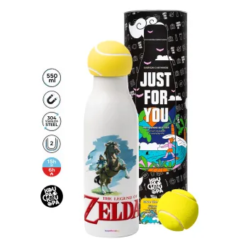 Zelda, Μπάλα τένις μεταλλικό παγούρι θερμός, διπλού τοιχώματος, 550ml
