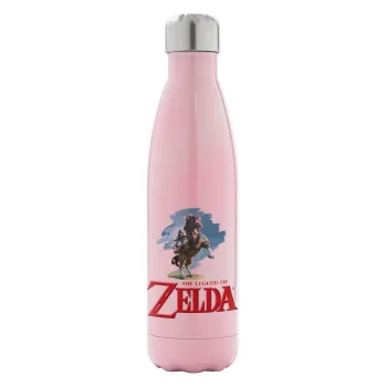 Zelda, Metal mug thermos Pink Iridiscent (Stainless steel), double wall, 500ml