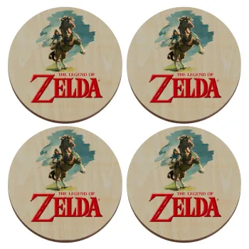 Zelda, ΣΕΤ x4 Σουβέρ ξύλινα στρογγυλά plywood (9cm)