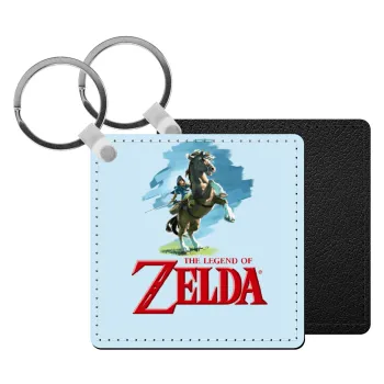 Zelda, Μπρελόκ Δερματίνη, τετράγωνο ΜΑΥΡΟ (5x5cm)