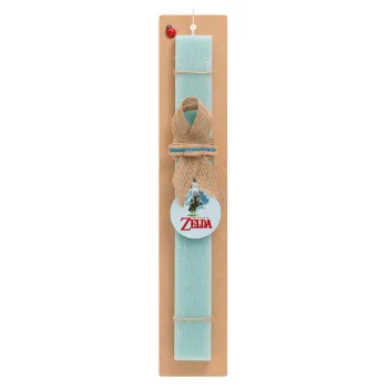 Zelda, Easter Set, wooden keychain & aromatic flat Easter candle (30cm) (TURQUOISE)
