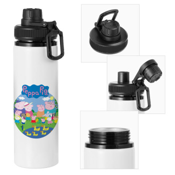 Peppa pig Family, Metal water bottle with safety cap, aluminum 850ml