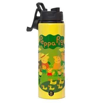 Peppa pig Family, Metallic water bottle with safety lid, 850ml aluminum