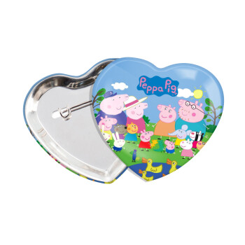 Peppa pig Family, Κονκάρδα παραμάνα καρδιά (57x52mm)