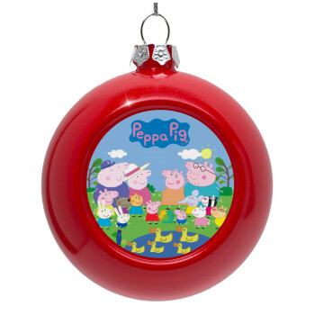 Peppa pig Family, Red Christmas tree ornament bauble 8cm