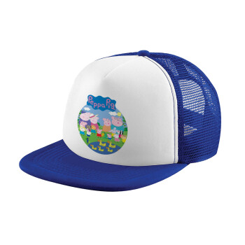Peppa pig Family, Καπέλο Soft Trucker με Δίχτυ Blue/White 