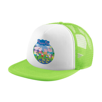 Peppa pig Family, Καπέλο παιδικό Soft Trucker με Δίχτυ Πράσινο/Λευκό