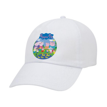 Peppa pig Family, Καπέλο Baseball Λευκό (5-φύλλο, unisex)