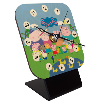 Peppa pig Family, Quartz Table clock in natural wood (10cm)