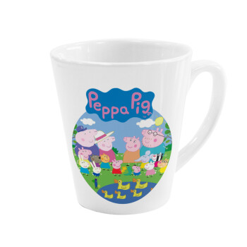 Peppa pig Family, Κούπα κωνική Latte Λευκή, κεραμική, 300ml