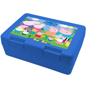 Peppa pig Family, Παιδικό δοχείο κολατσιού ΜΠΛΕ 185x128x65mm (BPA free πλαστικό)