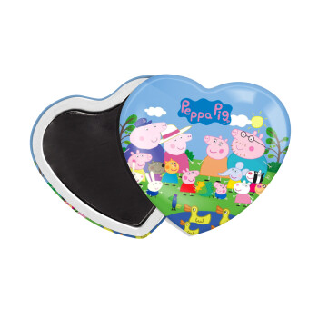 Peppa pig Family, Μαγνητάκι καρδιά (57x52mm)