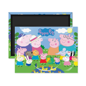 Peppa pig Family, Ορθογώνιο μαγνητάκι ψυγείου διάστασης 9x6cm