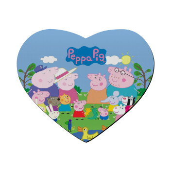 Peppa pig Family, Mousepad heart 23x20cm