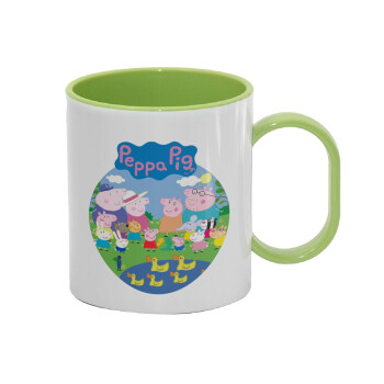 Peppa pig Family, Κούπα (πλαστική) (BPA-FREE) Polymer Πράσινη για παιδιά, 330ml