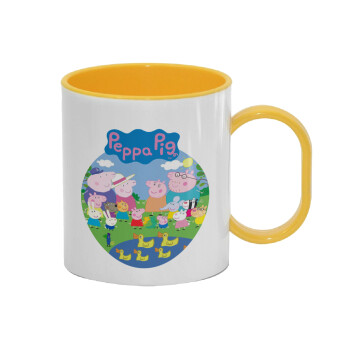 Peppa pig Family, Κούπα (πλαστική) (BPA-FREE) Polymer Κίτρινη για παιδιά, 330ml