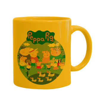 Peppa pig Family, Ceramic coffee mug yellow, 330ml (1pcs)