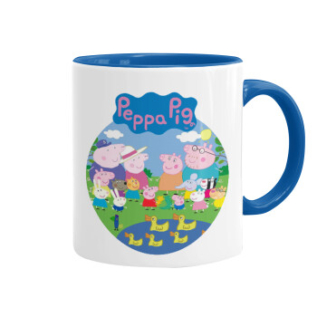 Peppa pig Family, Κούπα χρωματιστή μπλε, κεραμική, 330ml