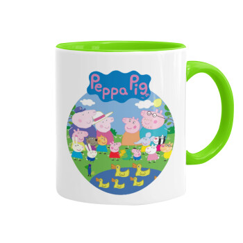 Peppa pig Family, Mug colored light green, ceramic, 330ml
