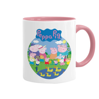 Peppa pig Family, Mug colored pink, ceramic, 330ml