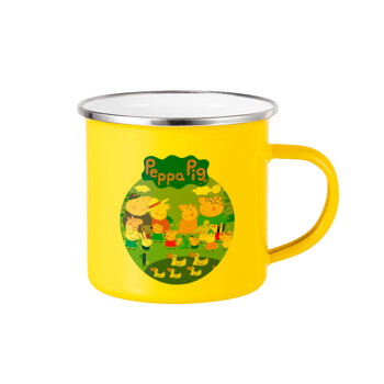 Peppa pig Family, Κούπα Μεταλλική εμαγιέ Κίτρινη 360ml