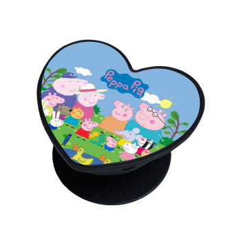 Peppa pig Family, Phone Holders Stand  καρδιά Μαύρο Βάση Στήριξης Κινητού στο Χέρι