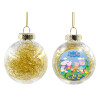 Transparent Christmas tree ball ornament with gold filling 8cm