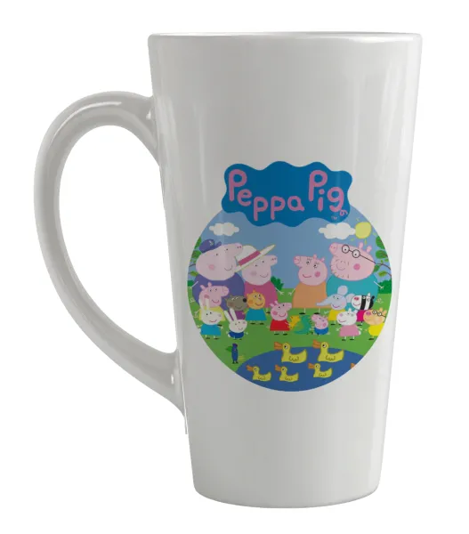 Peppa pig Family — Large tapered latte mug, ceramic, 450ml