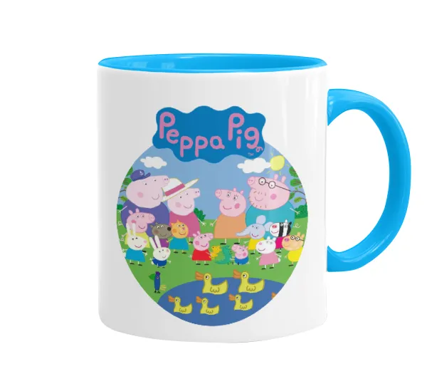 Peppa pig Family — Mug colored light blue, ceramic, 330ml