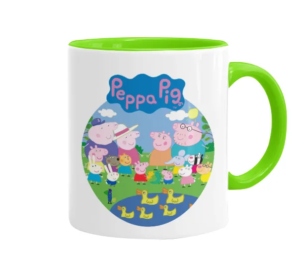 Peppa pig Family — Mug colored light green, ceramic, 330ml