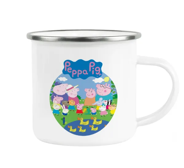 Peppa pig Family — Metallic enamel cup white 360ml