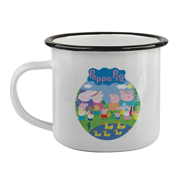 Peppa pig Family — Enamel mug with black rim, 360ml