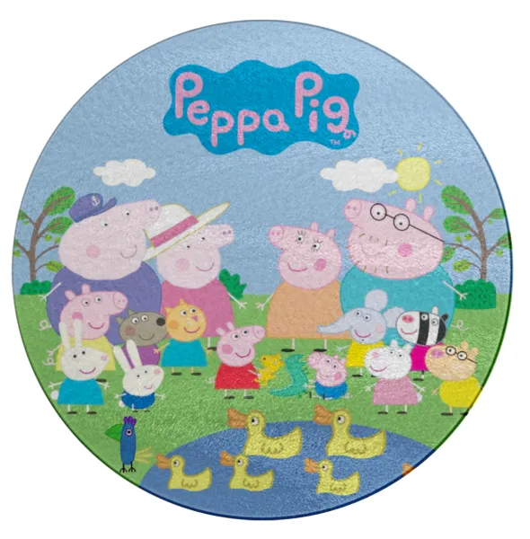 Peppa pig Family — Επιφάνεια κοπής γυάλινη στρογγυλή (30cm)