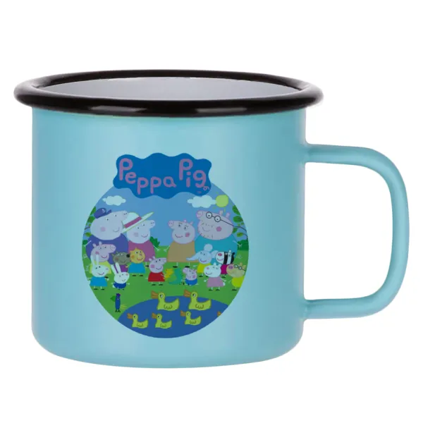 Peppa pig Family — Κούπα Μεταλλική εμαγιέ ΜΑΤ σιέλ 360ml
