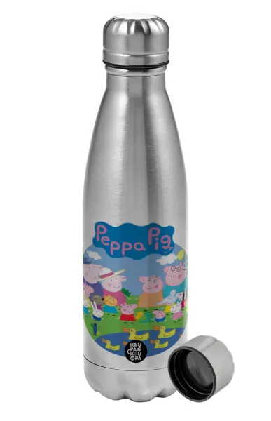 Peppa pig Family — Μεταλλικό παγούρι νερού, ανοξείδωτο ατσάλι, 750ml