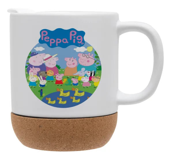 Peppa pig Family — Κούπα, κεραμική με βάση φελού και καπάκι (ΜΑΤ), 330ml