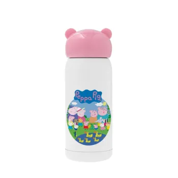 Peppa pig Family, Pink stainless steel thermal flask, 320ml