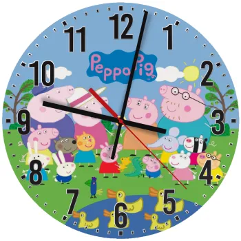 Peppa pig Family, Ρολόι τοίχου ξύλινο (30cm)