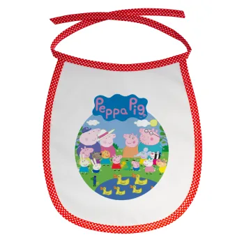 Peppa pig Family, Σαλιάρα μωρού αλέκιαστη με κορδόνι Κόκκινη