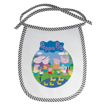 Peppa pig Family, Σαλιάρα μωρού αλέκιαστη με κορδόνι Μαύρη