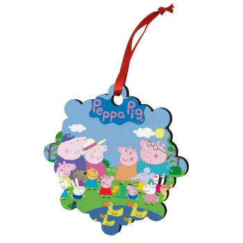 Peppa pig Family, Christmas ornament snowflake wooden 7.5cm