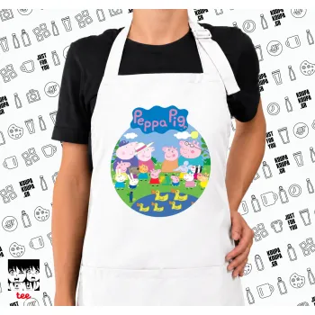 Peppa pig Family, Ποδιά μακριά Σεφ ολόσωμη με τσέπες white (ΕΝΗΛΙΚΩΝ)