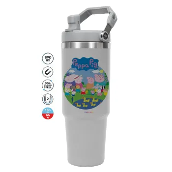Peppa pig Family, ΓΚΡΙ χρώματος Θερμός Ανοξείδωτο 890ml (30oz) με χερούλι