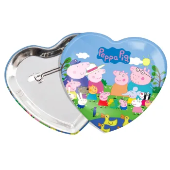 Peppa pig Family, Κονκάρδα παραμάνα καρδιά (57x52mm)
