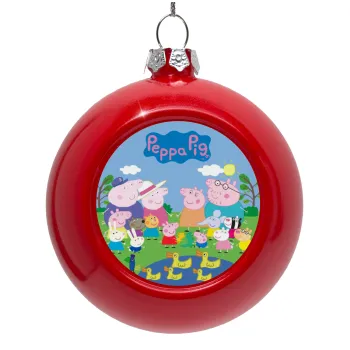 Peppa pig Family, Red Christmas tree ornament bauble 8cm