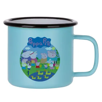 Peppa pig Family, Κούπα Μεταλλική εμαγιέ ΜΑΤ σιέλ 360ml
