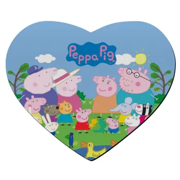 Peppa pig Family, Mousepad καρδιά 23x20cm