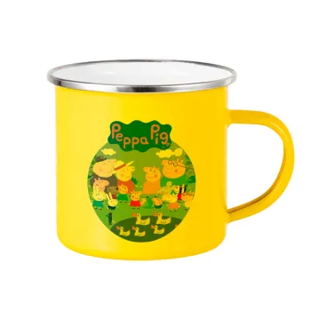 Peppa pig Family, Yellow Enamel Metallic Cup 360ml