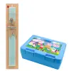 Easter Set, children's snack container BLUE & Easter aromatic flat candle (30cm) (TURQUOISE)
